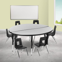 Flash Furniture XU-GRP-12CH-A48-HCIRC-GY-T-P-GG 47.5